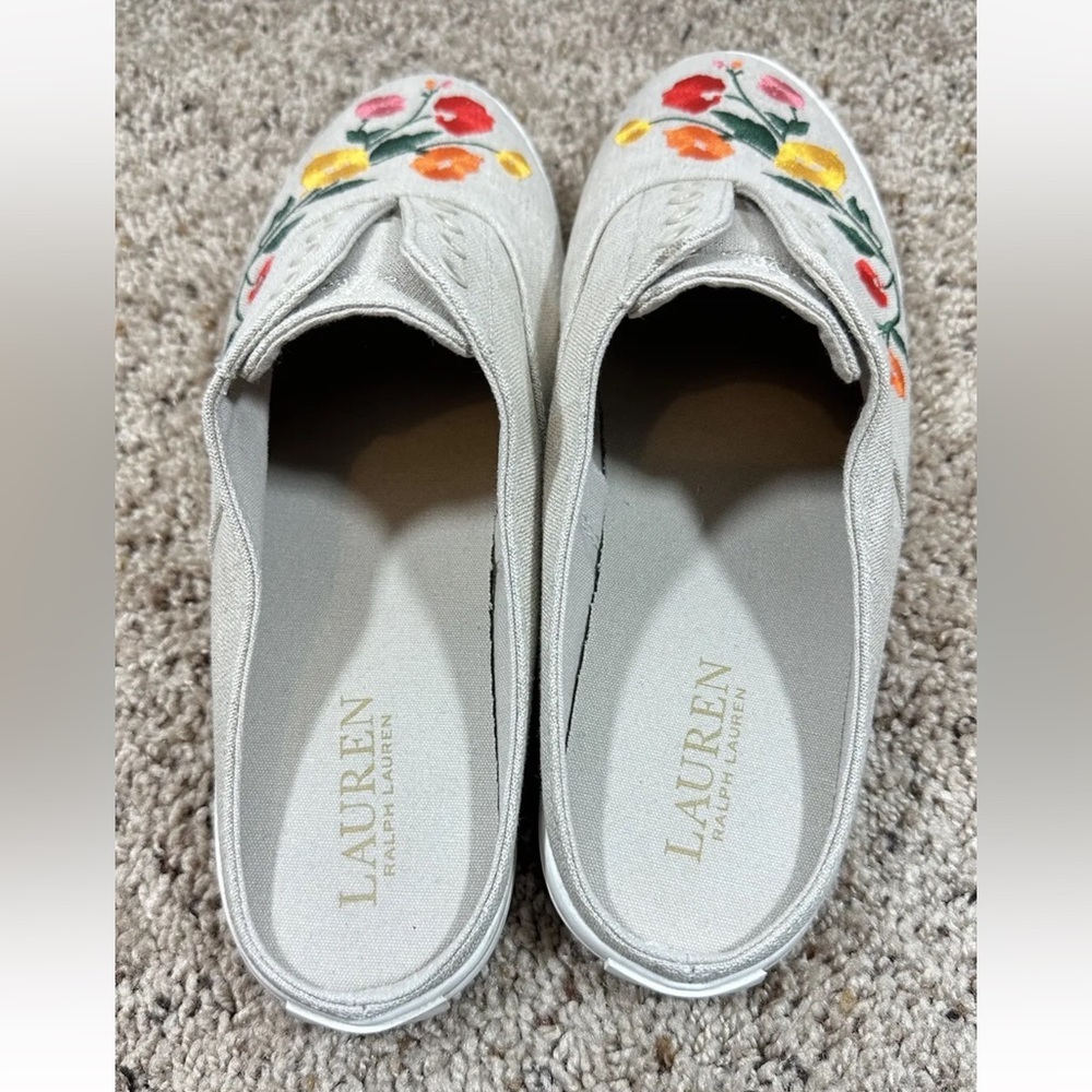 Lauren Ralph Lauren Jaida II Natural Linen Sneaker Size 9B - Picture 4 of 9